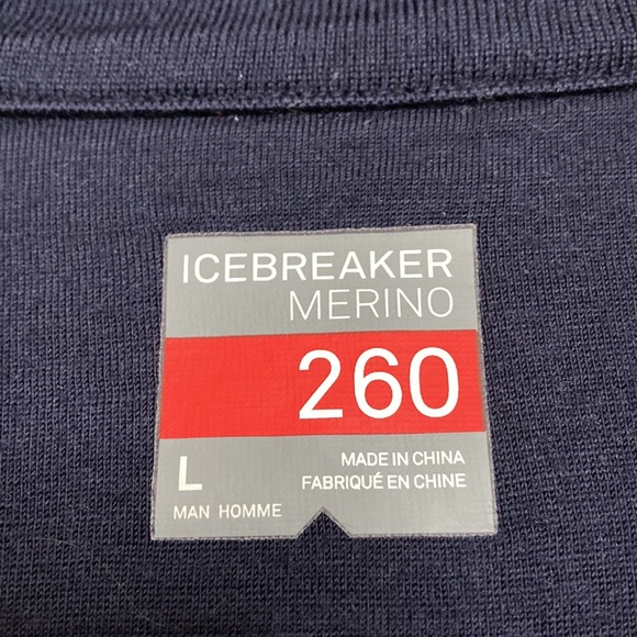 Icebreaker Shirt Mens Large Blue Merino Wool 260 Body Fit Long Sleeve Half Zip - Picture 10 of 12